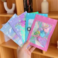 10pcs Self Sealing Bag Laser Color Plastic Bags Iridescent Zip Lock Bags For DIY Jewelry Nail Art Retail Storage Packaging