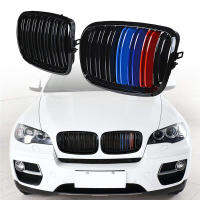 คู่ L R กลอสสีดำคู่ตบไตกระจังหน้าย่างสำหรับ BMW X6 E70 E71 2007-2013รถจัดแต่งทรงผมแข่งเตาย่าง