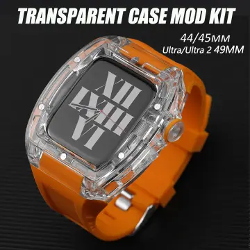 For Apple Watch Ultra 49mm Mod Kit Carbon Fiber Case Fluororubber Band 44mm  45mm