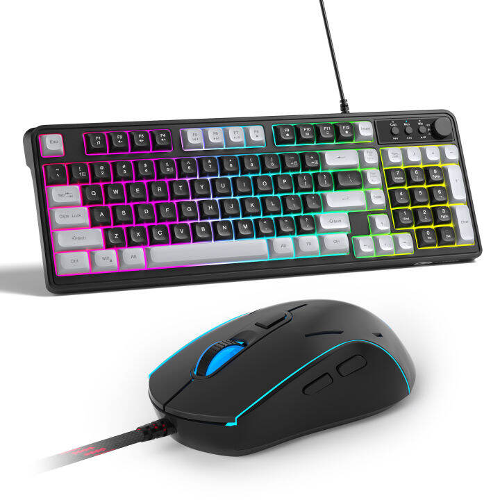 MageGee RGB Gaming Keyboard and Mouse Combo Set ,GK980 Wired Backlit