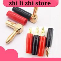 zhilizhi Store 4mm Banana Plug Connector Solder-Free Screw right angel straight Audio Speaker Gold Plated Copper Adapter