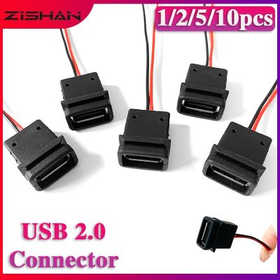 1/2/5/10pcs USB 2.0 Female Power Jack USB 2.0 Charging Port Connector with Cable Electric Terminals USB Charger Socket  Wires Leads Adapters