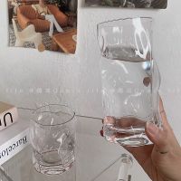 Korean Ins Style Irregular Transparent Glass Twist Water Cup Juice Milk Cup Summer Cold Drink Cup Lovely Simple Decorative Cup