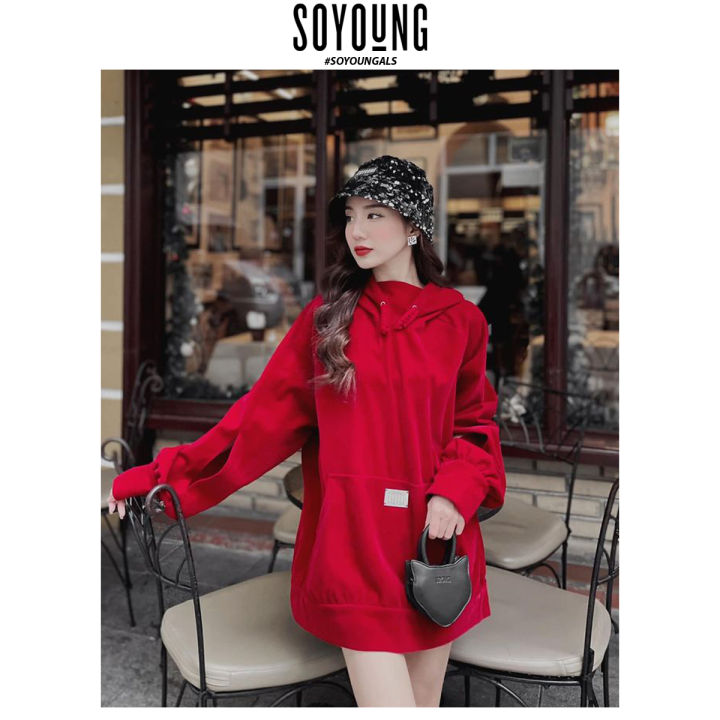 Áo hoodie nữ dáng oversize Sugar Bae SO YOUNG thiết kế khoét tay ...