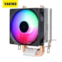 RGB หม้อน้ำหล่อเย็น CPU 2ท่อความร้อนพัดลมทำความเย็น9เซนติเมตรหม้อน้ำไฮดรอลิกแบริ่งผลไฟสีสันสดใสปิดเสียงอุปกรณ์คอมพิวเตอร์สำหรับ INTEL AMD