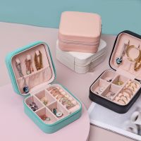 Portable Jewelry Earring Necklace Storage-Box Zipper Button Leather Travel Bracelet Mini Storage Box Jewelry Organizer Display