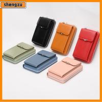 SHENGZU เครื่องหนังแท้ กระเป๋าสะพายข้างโทรศัพท์ จุได้มาก สีทึบทึบ กระเป๋าถือสมาร์ทโฟน หน้าจอสัมผัสหน้าจอ มัลติฟังก์ชั่นการใช้งาน กระเป๋ากันขโมย RFID สำหรับผู้หญิง