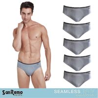 Sanremo Brief Seamless (5 ตัว) กางเกงในชาย ไร้ตะเข็บ แซนรีโม เนื้อผ้านุ่ม เบา กระชับ ใส่สบาย สีเทา NIS-SRMSL1-DG (5 P)