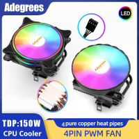 CPU Cooler 120มม. 4 Heats PC หม้อน้ำ PWM 4PIN สำหรับ In LGA 1366 1155 1150 1151 1200 1700 2011 X79 X99 AM4สีดำพัดลมระบายความร้อน