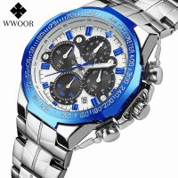 ZZOOI WWOOR Fashion Men Sports Watch Luxury Stainless Steel Quartz Wristwatch for Man Business Casual Calendar Clock Relogio Masculino