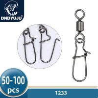 DNDYUJU 50 or 100X Stainless Steel Fishing Connector Pin Bearing Rolling Swivel Snap Fishhook Lure Swivels Tackle Accessories Accessories