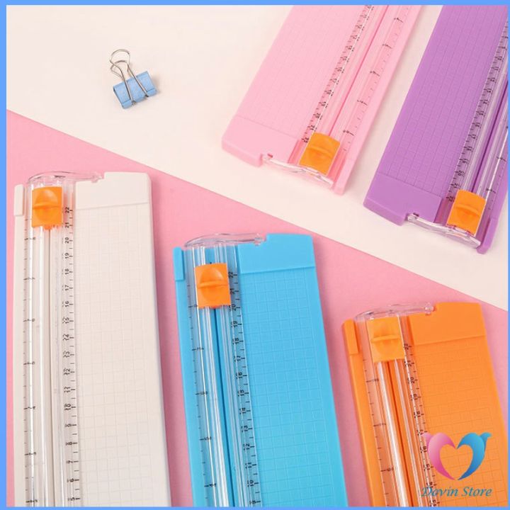 dovin-ที่ตัดกระดาษขนาดเล็ก-พร้อมใบมีดและมีเส้นวัดกระดาษใช้ความหนาไม่เกิด-เครื่องตัดกระดาษแบบรูด-400-แกรม-paper-cutter