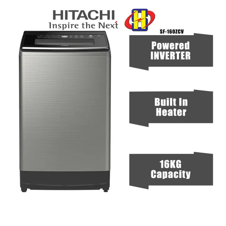 Hitachi Washing Machine (16KG)(Stainless Look) Inverter Dual Jet Built In Heater Top Load Washer