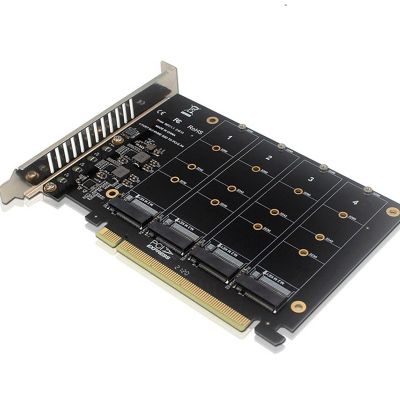 2X 4 Port NVMe to PCIE Adapter Card M.2 NVME to PCIe X16 Adapter 4X32Gbps M Key Hard Drive Converter Reader Card