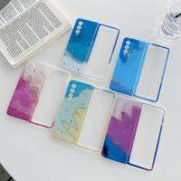 เคสโทรศัพท์ติดเพชรแวววาว2In1เหมาะสำหรับ Samsung Galaxy Z พับ3 2 Flip3ไล่เฉดสีหลากสีมันวาวแวววาวเคสหลัง PC แบบแข็งบางพิเศษ