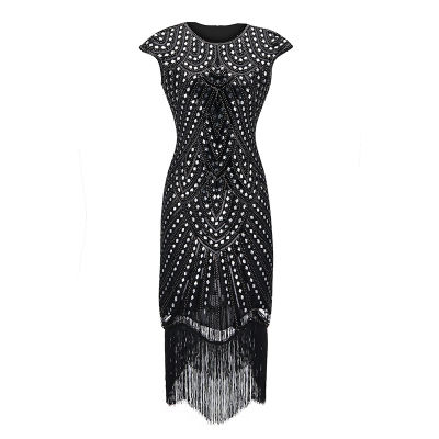 Female Elegant 1920 Clothes Sleeveless Shiny Sequin Great Gatsby Party Dress For Women Adult 5 Color Latin Dance Clothes DQL4954