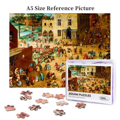 Pieter Bruegel The Elder - Childrens Games, 1560 Wooden Jigsaw Puzzle 500 Pieces Educational Toy Painting Art Decor Decompression toys 500pcs