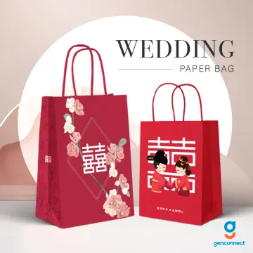 Chinese Style Red Envelope Folding Wedding Red Pocket Chinese Red Lucky Bag  with Tassel Design Wedding Gift Bags for Guests