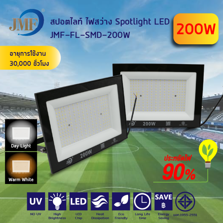 hot-สปอร์ตไลท์20w-50w-100w-200w-300w-โคมฟลัดไลท์-ฟลัดไลท์-led-floodlight-แสงสีขาว-แสงสีวอร์ม-ใช้ไฟบ้าน-220v-ip65-กันน้ำ