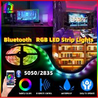 {ItalyNest shop}หลอดไฟแอปควบคุมแถบไฟ Led กันน้ำ DC12V RGB 5050/2835โคมไฟ Led แบบ SMD สำหรับทีวีหลังห้องนอนการตกแต่ง Diy บลูทูธโคมไฟ Led