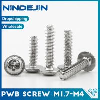 NINDEJIN 100 buah sekrup Phillips kepala bulat PWB dengan mesin cuci sekrup Self- tapping sekrup PWB berlapis nikel M1.7 M2 M2.3 M2.6 M3 M4