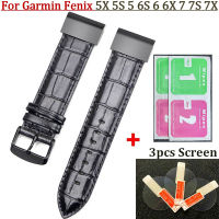 Quick Fit Leather Wrist Band for Garmin Fenix 5X 5S 5 6S 6 6X 7S 7 7X celet Watch Screen Protectors Film Fenix6S7S Strap