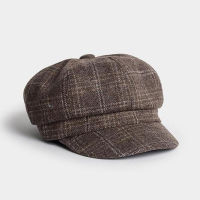 【cw】COKK Women Hat Autumn Winter Hats For Women Plaid Beret Newsboy Cap Korean Octagonal Hat Female Vintage Bonnet R Gorras