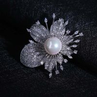 Red Trees High Quality Flower Brooch For Women Wedding Bridal Jewelry With Shell Pearl &amp; Cubic Zircon Ladies Birthday Gift