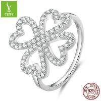 [COD] posture rhyme new sparkling zirconium four-leaf clover ring classic lady style s925 silver BSR399