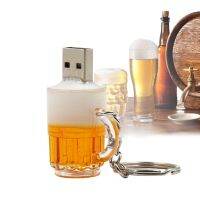 Beer Model USB Flash Drive 32gb 16gb 8gb Simulation beer mug pendrive 128gb 64gb flash memory stick pen dirve with key Chain