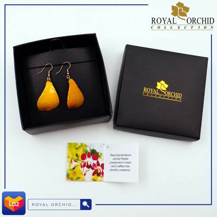 royal-orchid-ต่างหูแบบตะขอทองกลับดอกกล้วยไม้หวาย