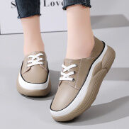 New Genuine Leather Sponge Shoes with Shake Sole Slope Heels Women s