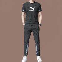 ˉPuma Man ชุดกีฬาลำลองของผู้ชาย,เสื้อแขนสั้นแนวสปอร์ต