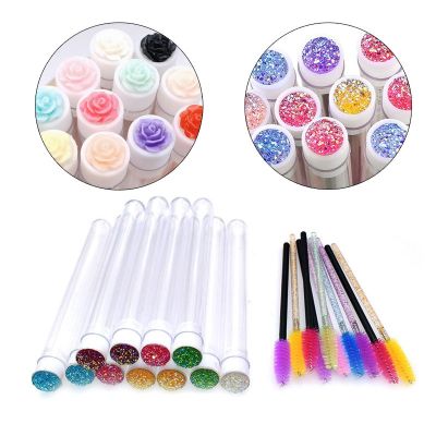 10pcs Reusable Eyelash Brush Tube For Eyelash Extension Eyebrow Brush Resin Drill Replaceable Mascara Wand Dust-proof Makeup Set Makeup Brushes Sets