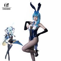 ROLECOS Bunny Girl Eula Cosplay Costume Genshin Impact Eula Bunny Suit Original Sexy Women Jumpsuit With Cloak