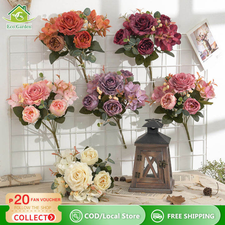 Eco Garden Artificial Peony Flower Retro Bouquet Decoration Simulation