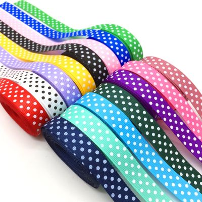 ✳✾ 5 yards 10 15 20 25mm Ribbon Wedding Decoration Printing Dots Grosgrain Ribbon Gift Wrapping Hair Bows DIY Christmas Ribbon