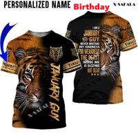 T SHIRT   Custom name: tiger animal 3D full print slim fitting T-shirt, mens short sleeve, casual, milk fiber, breathable, fast drying T SHIRT