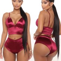 【cw】 Seamless Set Deep V Push Up  amp; Brief Sets Hot Erotic Bodysuit Crop Top