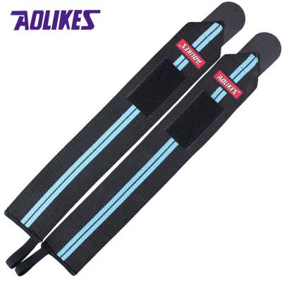 ▫⊕ AOLIKES 2 Pcs Powerlifting Weight Lifting Wristbands Gym Wrist Support Wraps Straps Sport Safety Fitness Training hand bands