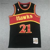 Hot Newest Top-quality New arrival 2022 2023 Newest shot goods Most popular 22/23 Top quality Ready Stock High quality 1996-97 season mens Atlanta Hawks 21 Dominique Wilkins retro embroidery basketball jerseys jersey Black red bar