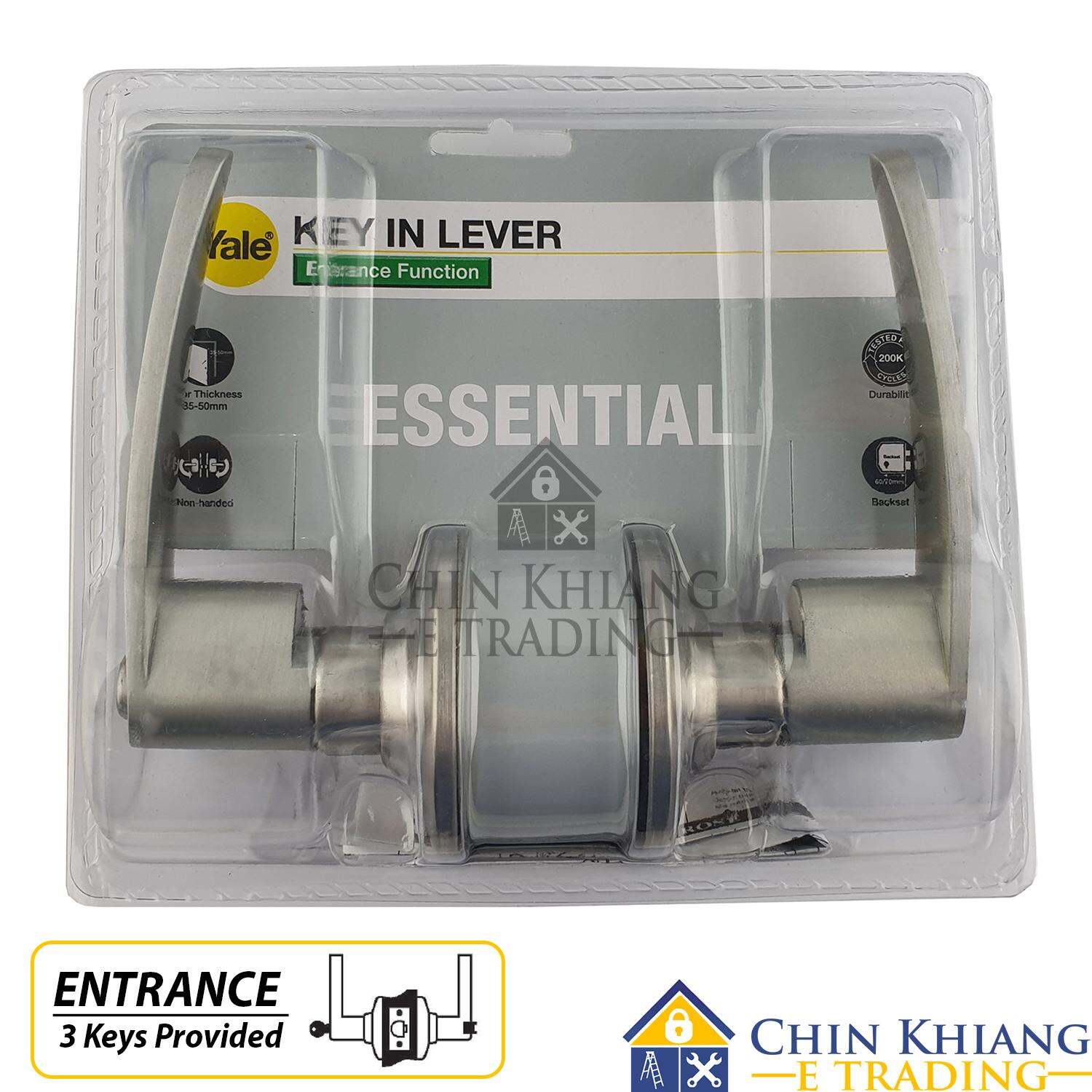 Yale VL5347-US15 Tugas Sederhana Pintu Masuk Pemegang Tiub Leverset Lockset Satin Nikel