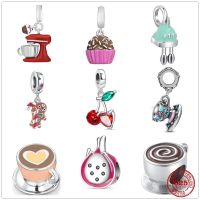 2022 New Pitaya coffee machine Pendant Bead Fit Original Pandora Charms Silver 925 Bracelet Necklace DIY Trinket Jewelry