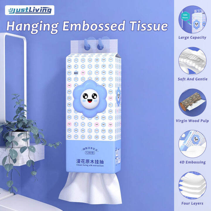 JustLiving Wallmounted Drawing Tissue 1280sheets 4ply Large Pack