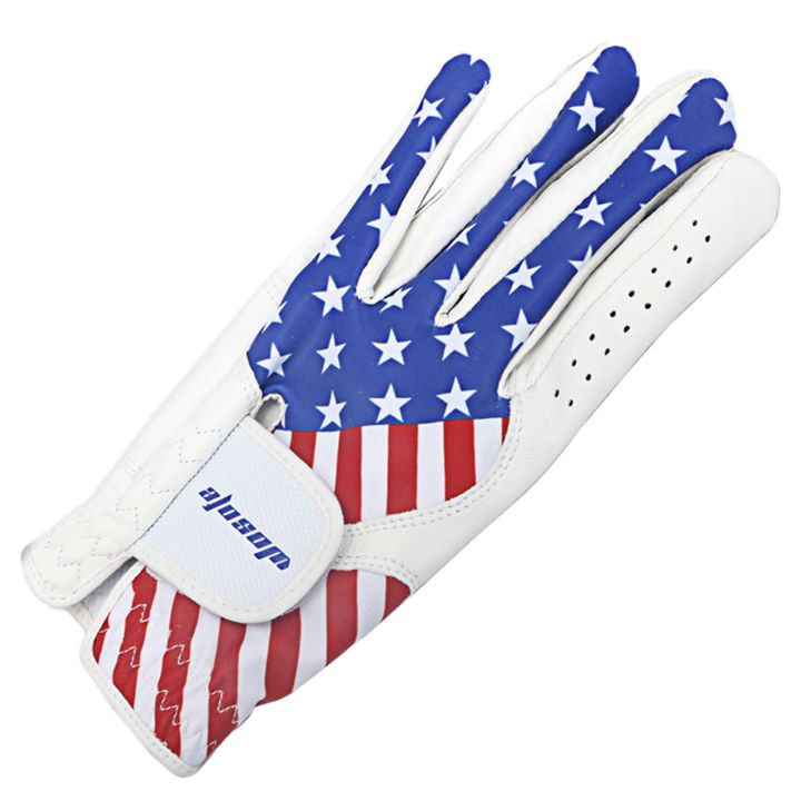 duanyou-ถุงมือมือขวาถุงมือกอล์ฟใส่สบาย-ถุงมือกอล์ฟมือซ้ายพิเพษปรับได้ดีไซน์ธงชาติอเมริกาหนังสังเคราะห์ทนทานเหมาะสำหรับนักกอล์ฟ