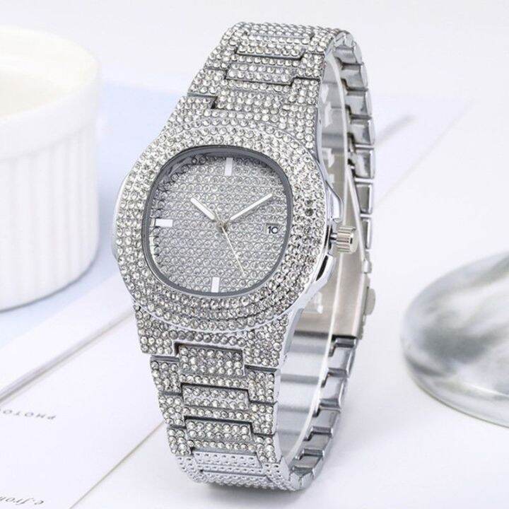 hot-seller-the-same-watch-for-men-and-women-cuban-bracelet-set-starry-hip-hop-diamond-encrusted-european-fashion-with-diamond-gold-trendy