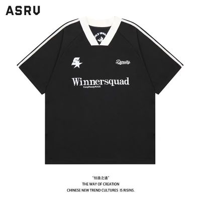 ASRV เสื้อยืดผู้ชาย เสื้อผ้าผู้ชาย t shirt for men เสื้อยืดคู่รักสีตัดกันเสื้อยืดแขนสั้นคอปกหลวมผู้ชายและผู้หญิง