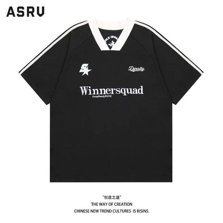 asrv-เสื้อยืดผู้ชาย-เสื้อผ้าผู้ชาย-t-shirt-for-men-เสื้อยืดคู่รักสีตัดกันเสื้อยืดแขนสั้นคอปกหลวมผู้ชายและผู้หญิง