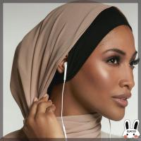 KOPLYU สำหรับ hijabs หมวกผ้าโพกหัว อุปกรณ์เสริมเสริม หมวกคลุมฮิญาบ ฮิญาบของผู้หญิง ใต้ฝามีรูหู หมวกผ้าพันคออิสลาม