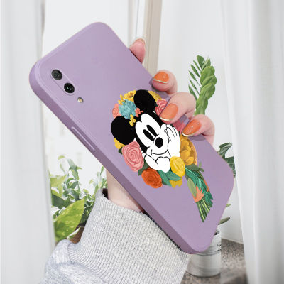 เคสโทรศัพท์มิกกี้ทรงพวงหรีดรูปการ์ตูน Y7 Y7P Y7A 2019 Huawei Y7 2019เคสป้องกันทนแรงกระแทกกล้องคลุมทั้งหมดของเหลวทรงสี่เหลี่ยมดั้งเดิม